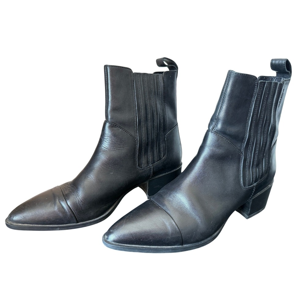 Vagabond Marja Black Leather Pointed Toe Ankle Boots US 11 EU 41 Women